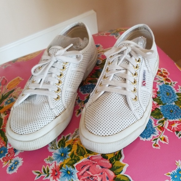 superga perforated leather sneakers